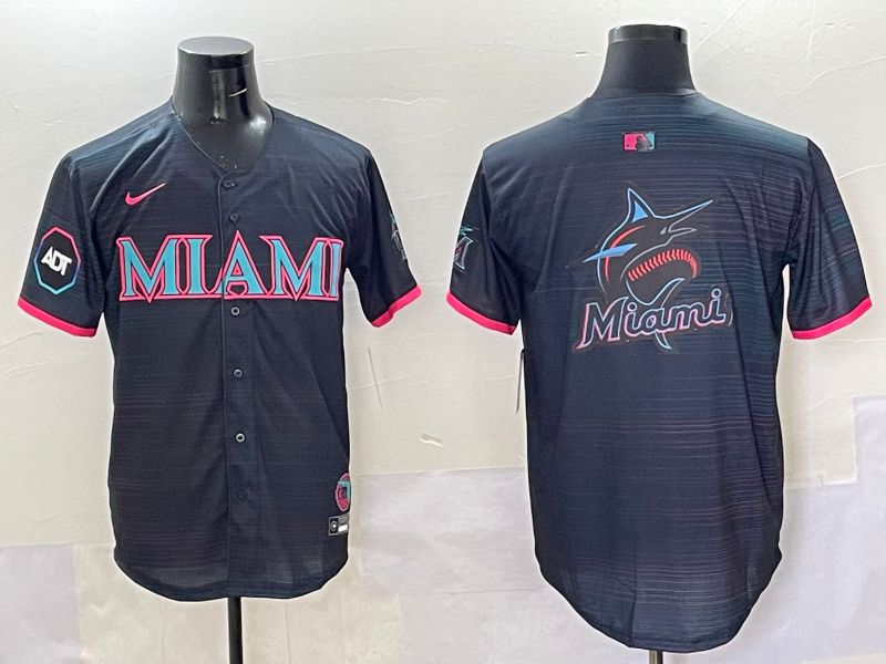Men 2025 Miami Marlins Blank Black Joint Name Nike MLB Jersey style 6